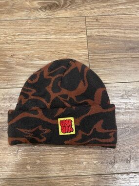 Empyre Black & Brown Patterned Kids Beanie with Yellow Patch